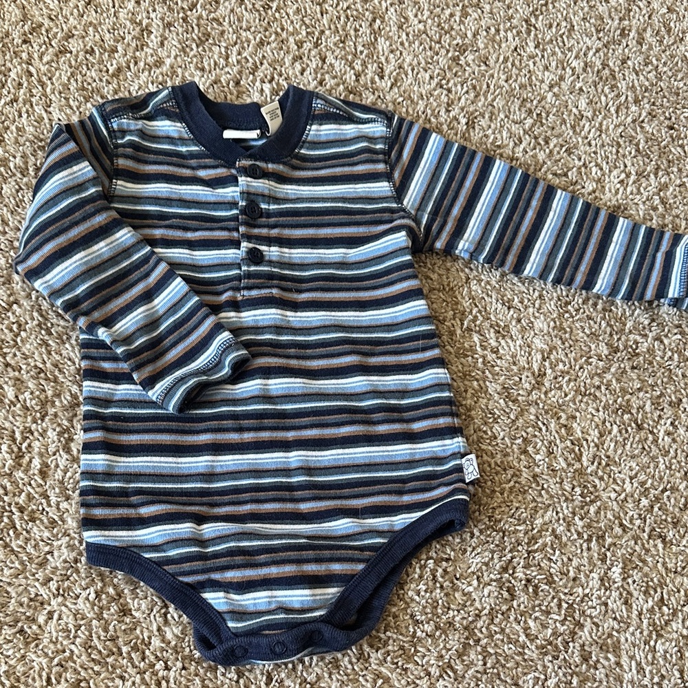 Striped Long Sleeve Baby Onesie